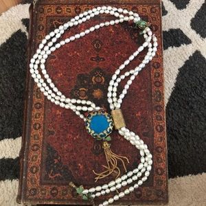 Vintage Gold ; fresh water pearls and Turqouise